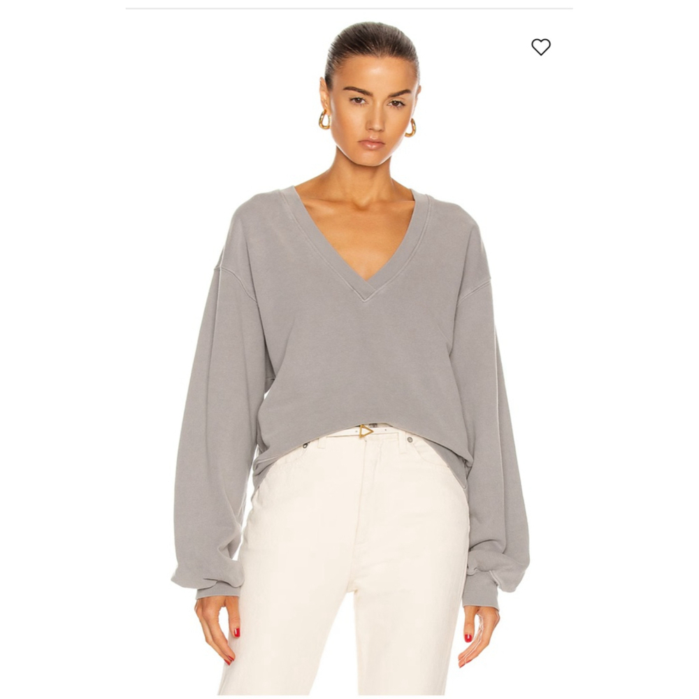 Women's AGOLDE Gray V-Neck Sweatshirt, Size S